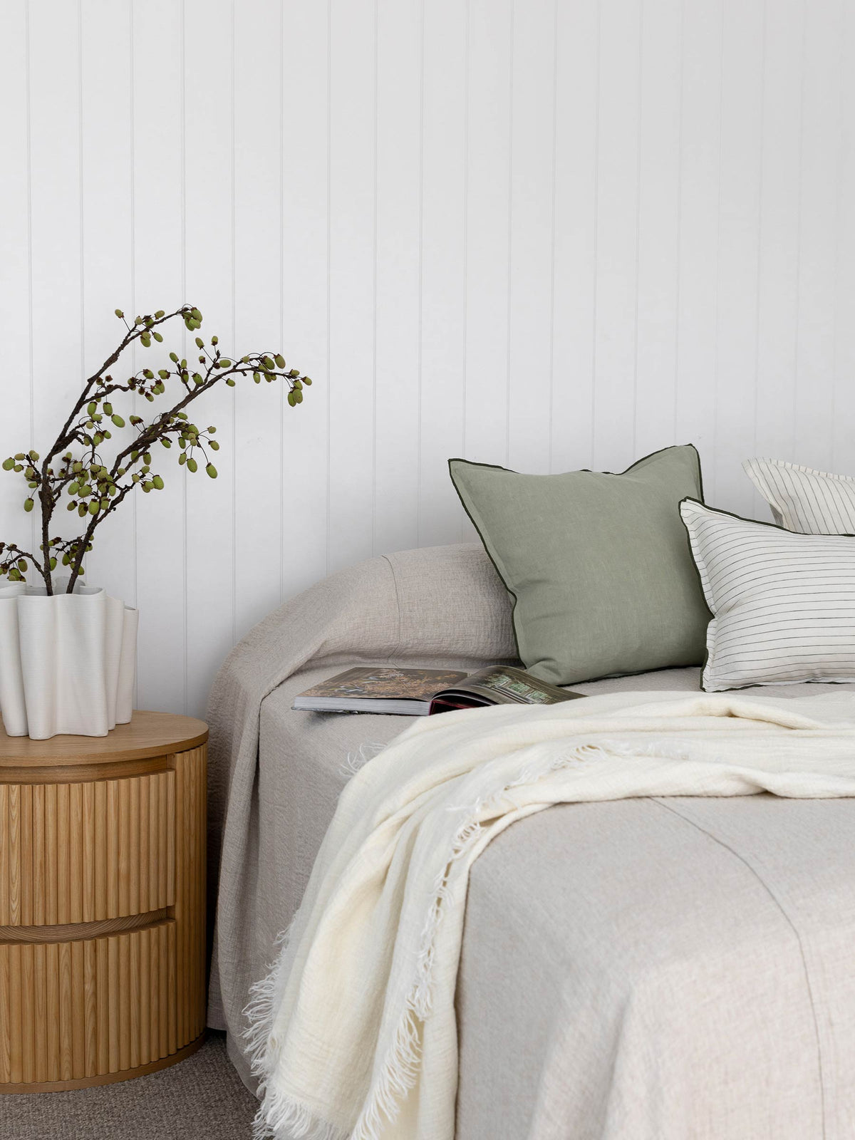 Harlow Linen Cushion - Gumleaf
