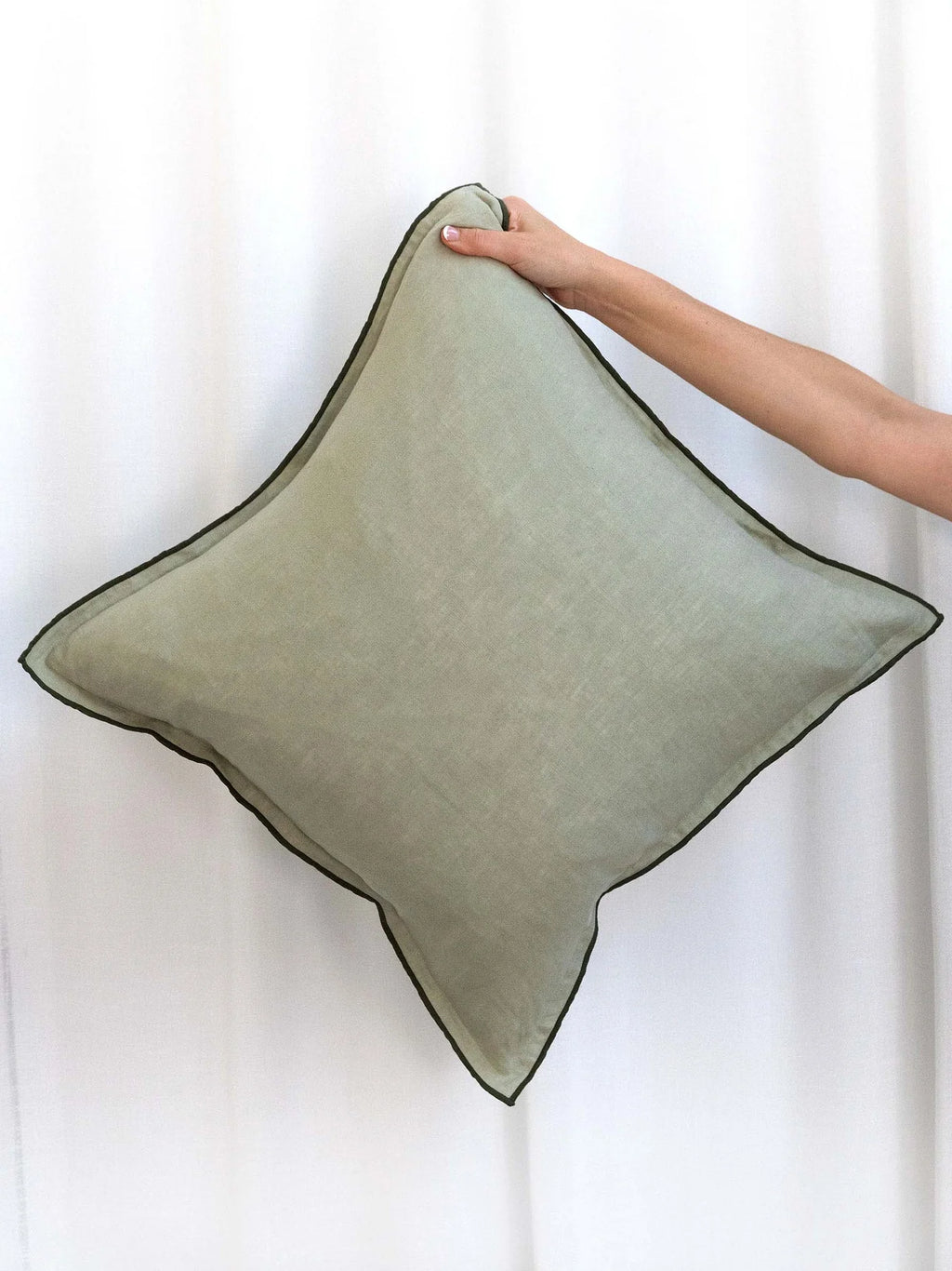 Harlow Linen Cushion - Gumleaf