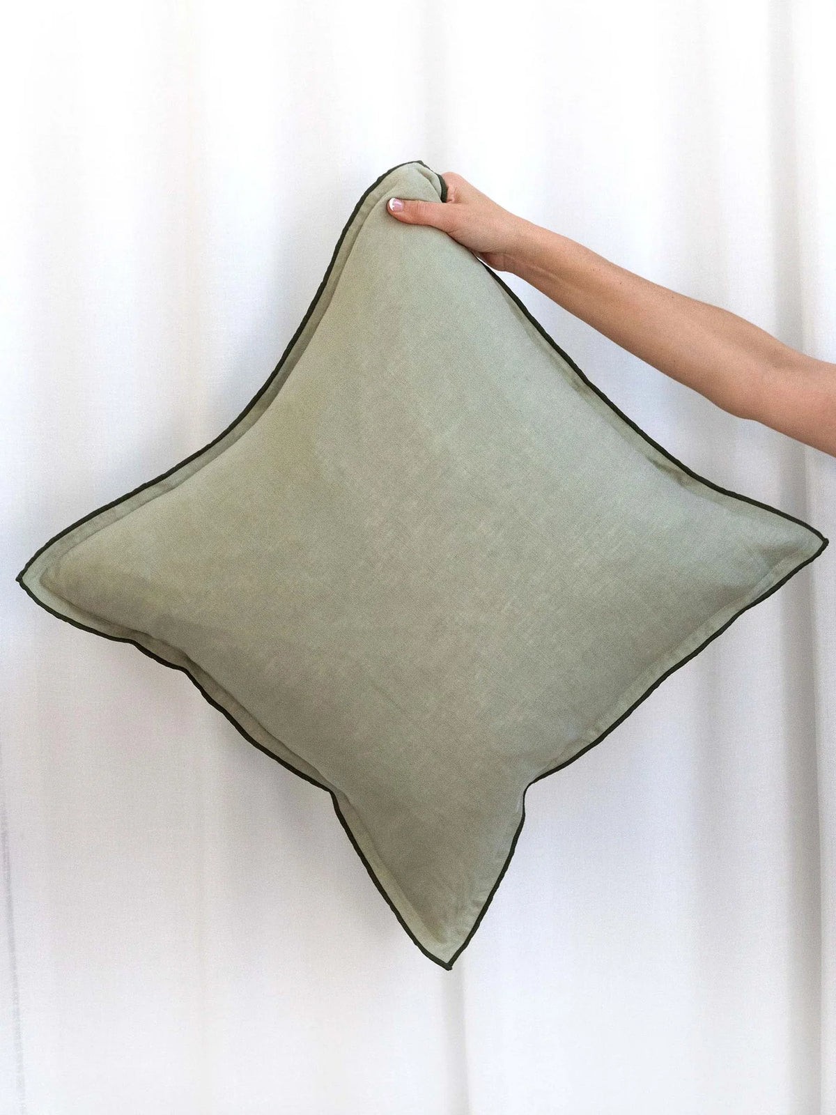 Harlow Linen Cushion - Gumleaf