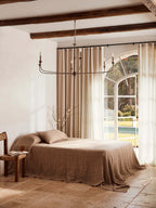 Ava Grand Toffee Stripe Pure Linen Bedcover