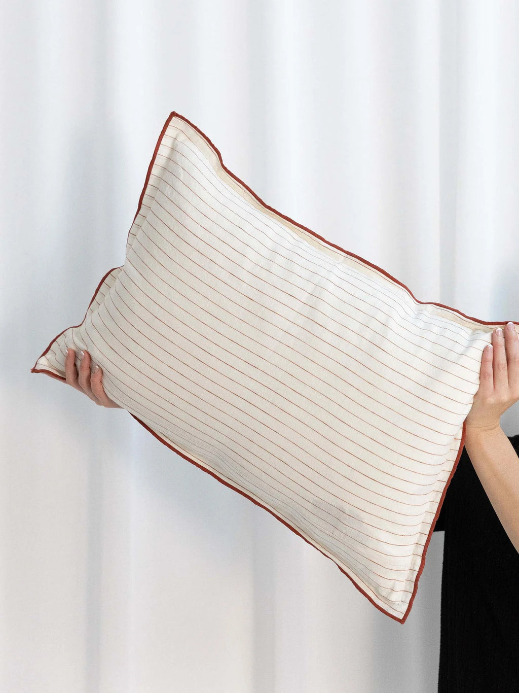 Lucas Linen Lumbar - Rust Stripe