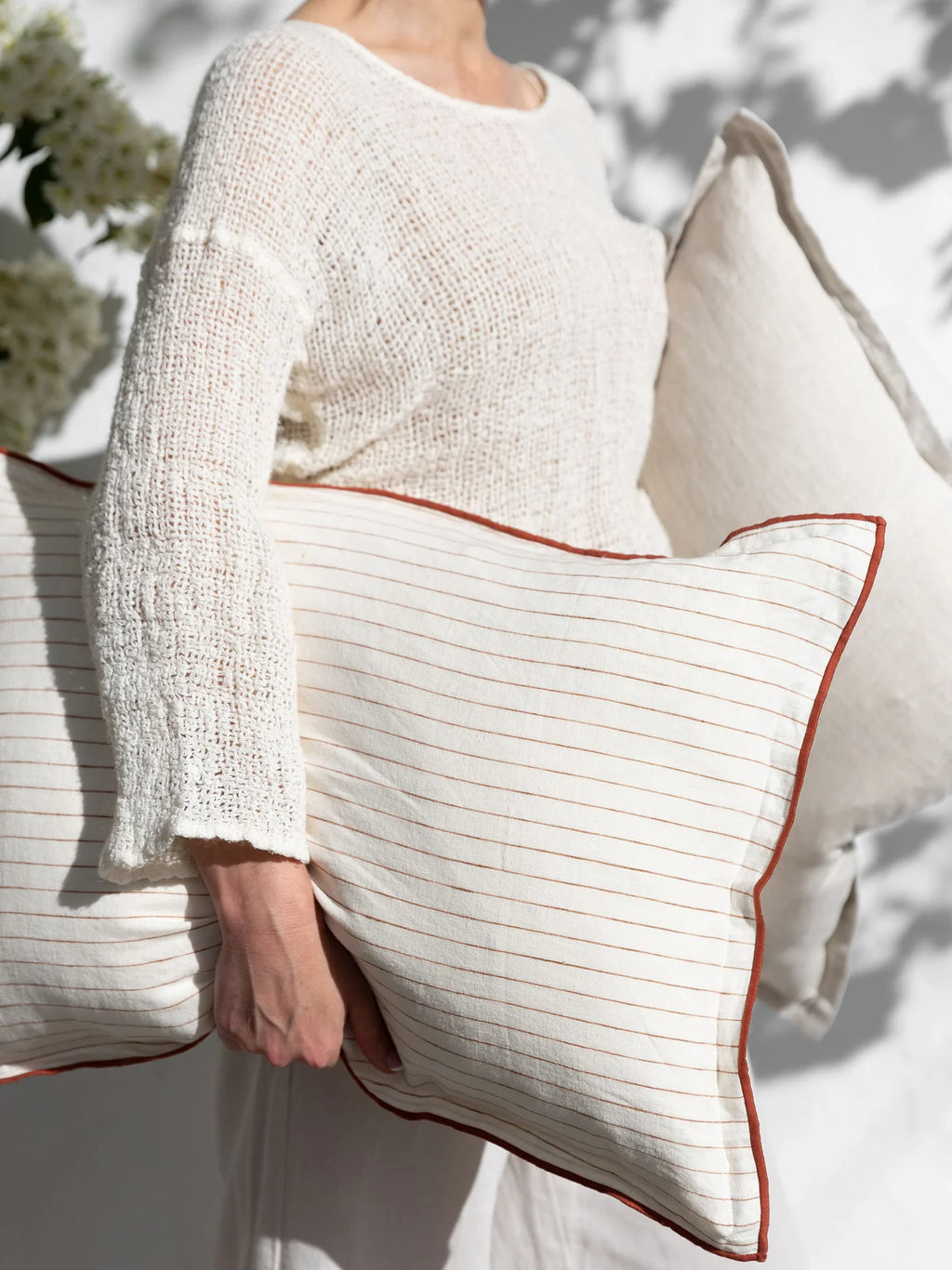Lucas Linen Lumbar - Rust Stripe
