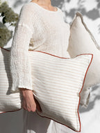 Lucas Linen Lumbar - Rust Stripe