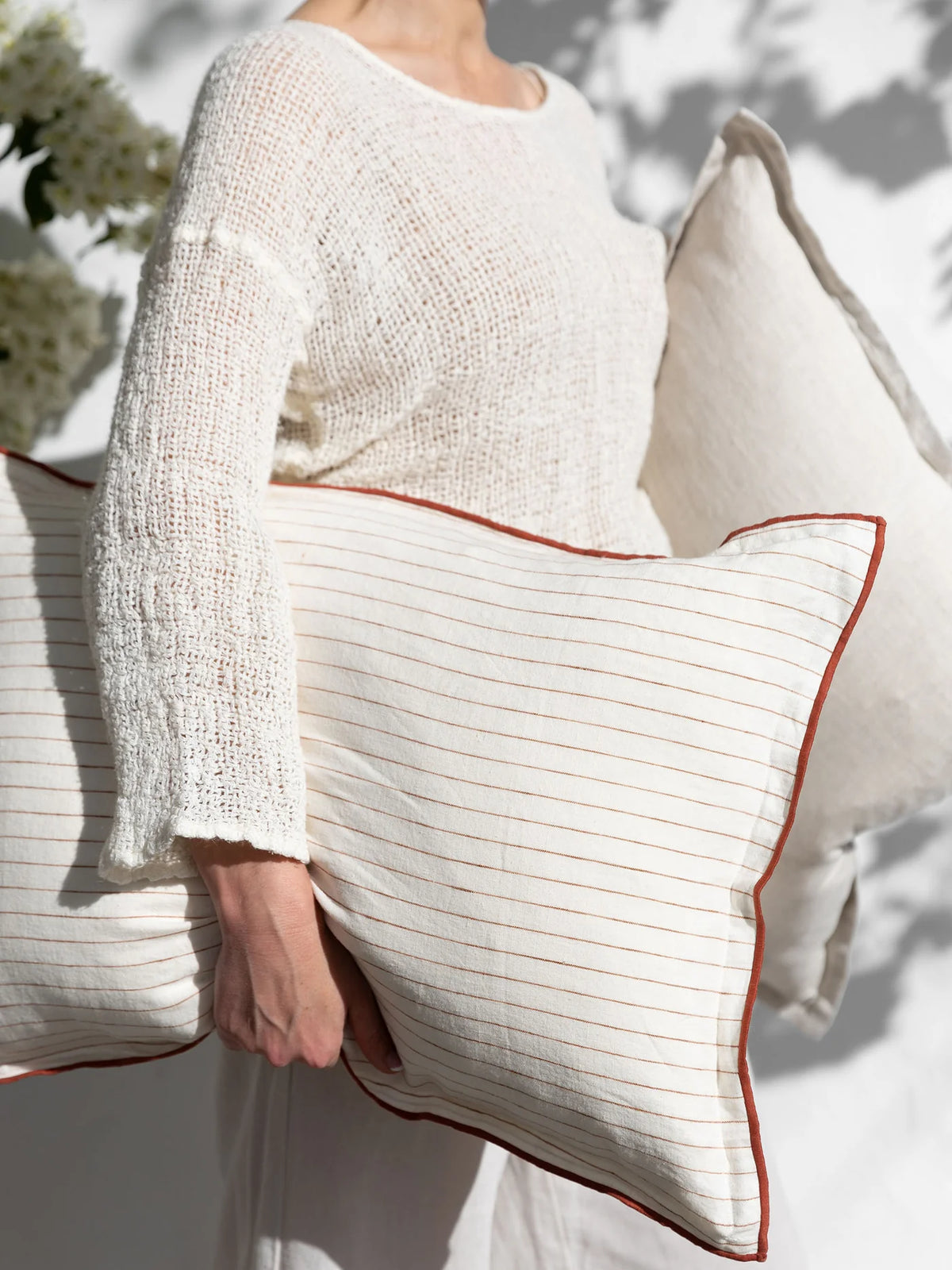 Lucas Linen Lumbar - Rust Stripe