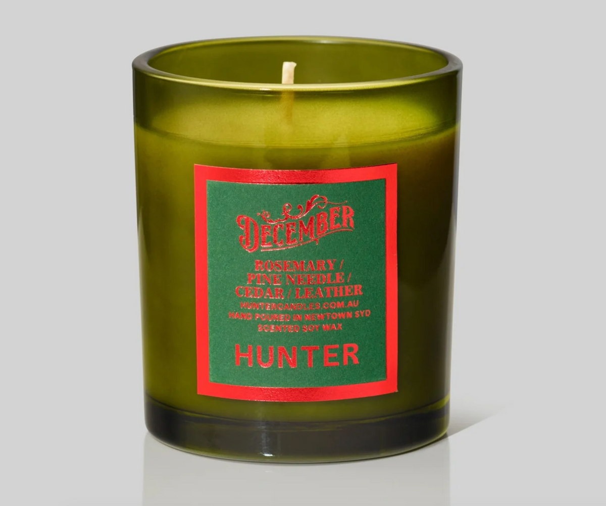 December Candle / Pine, Cedar, Rosemary, Leather