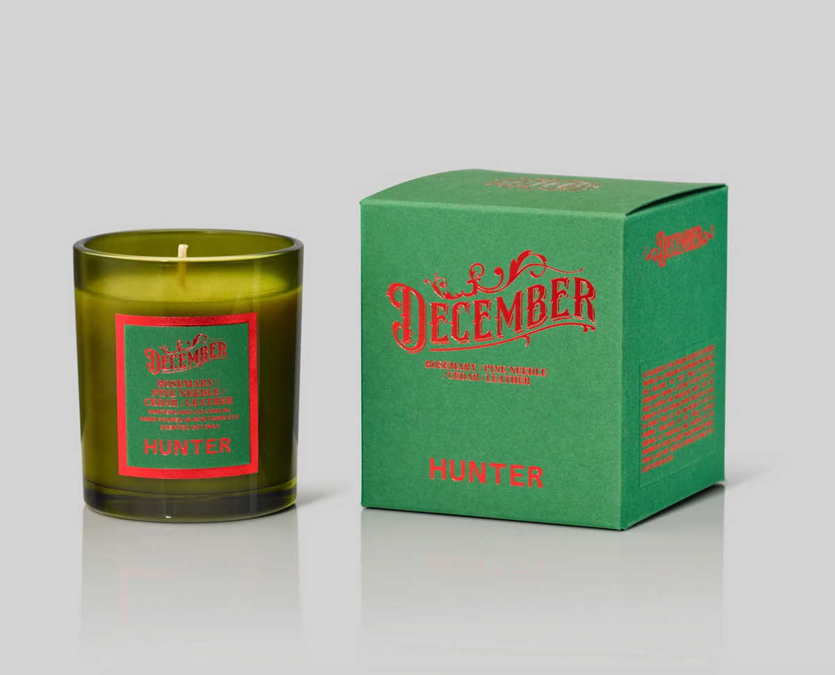 December Candle / Pine, Cedar, Rosemary, Leather