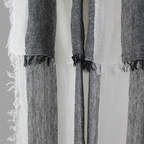 French Linen Curtain - Noir Stripe