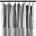 French Linen Curtain - Noir Stripe