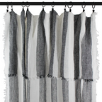 French Linen Curtain - Noir Stripe