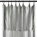 French Linen Curtain - Khaki Stripe