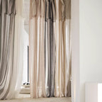 French Linen Curtain - Tobacco Stripe