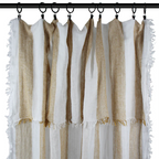 French Linen Curtain - Tobacco Stripe