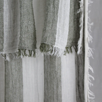 French Linen Curtain - Khaki Stripe