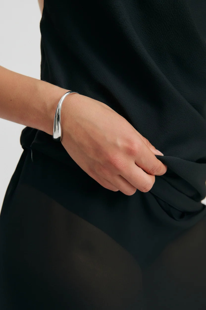 Wave Bangle Cuff - Silver