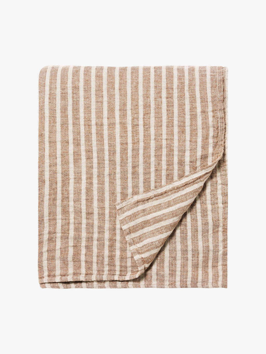 Ava Grand Toffee Stripe Pure Linen Bedcover